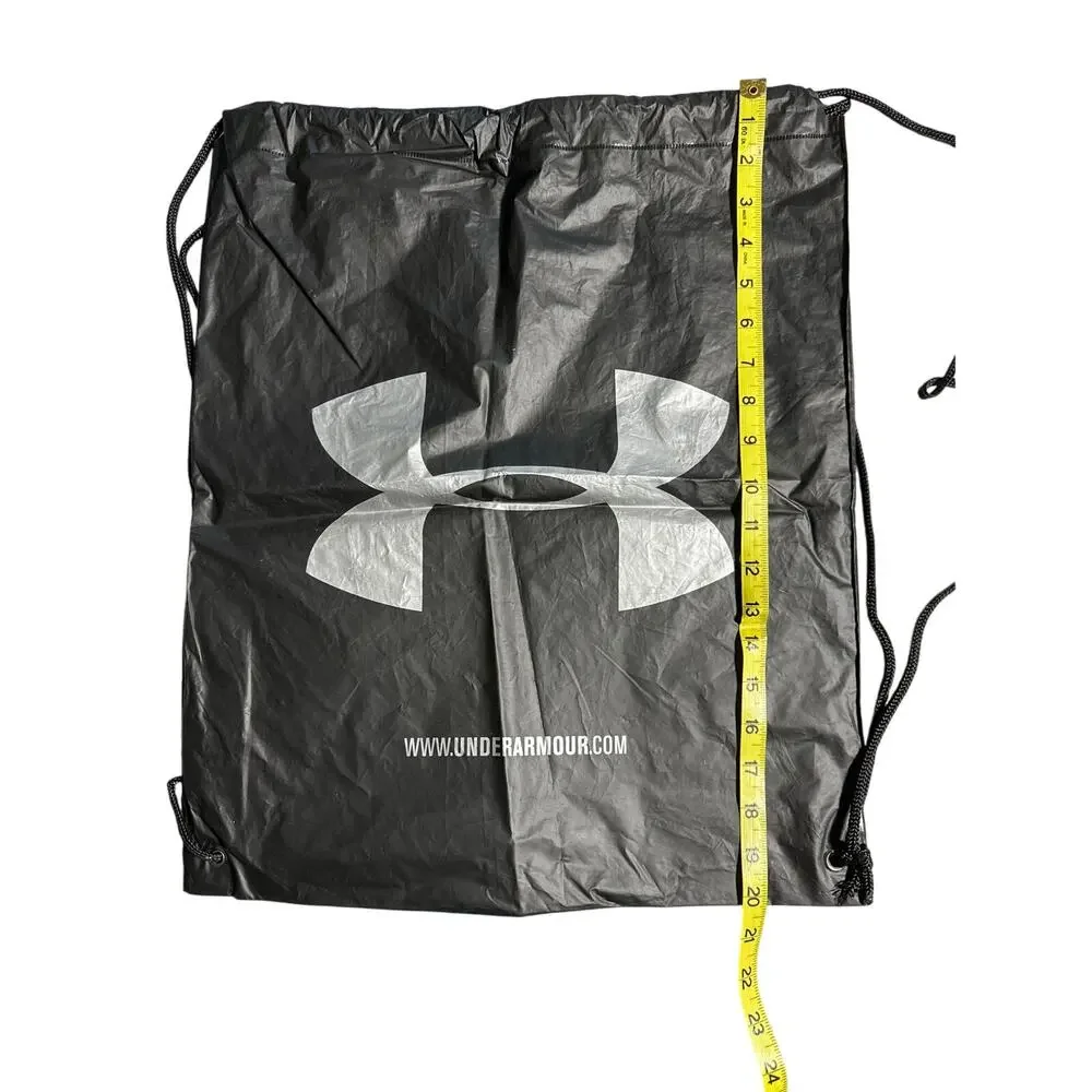 Under Armour Black Silver Logo Drawstring‎ Cinch Sack Gym Bag Backpack